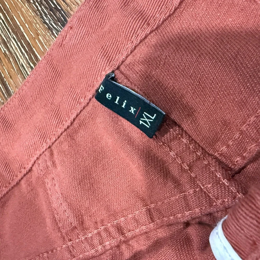 NVFelix 1XL Cargo Pants Women Brown Wide Leg Multi Pocket Utility Denim 36X29